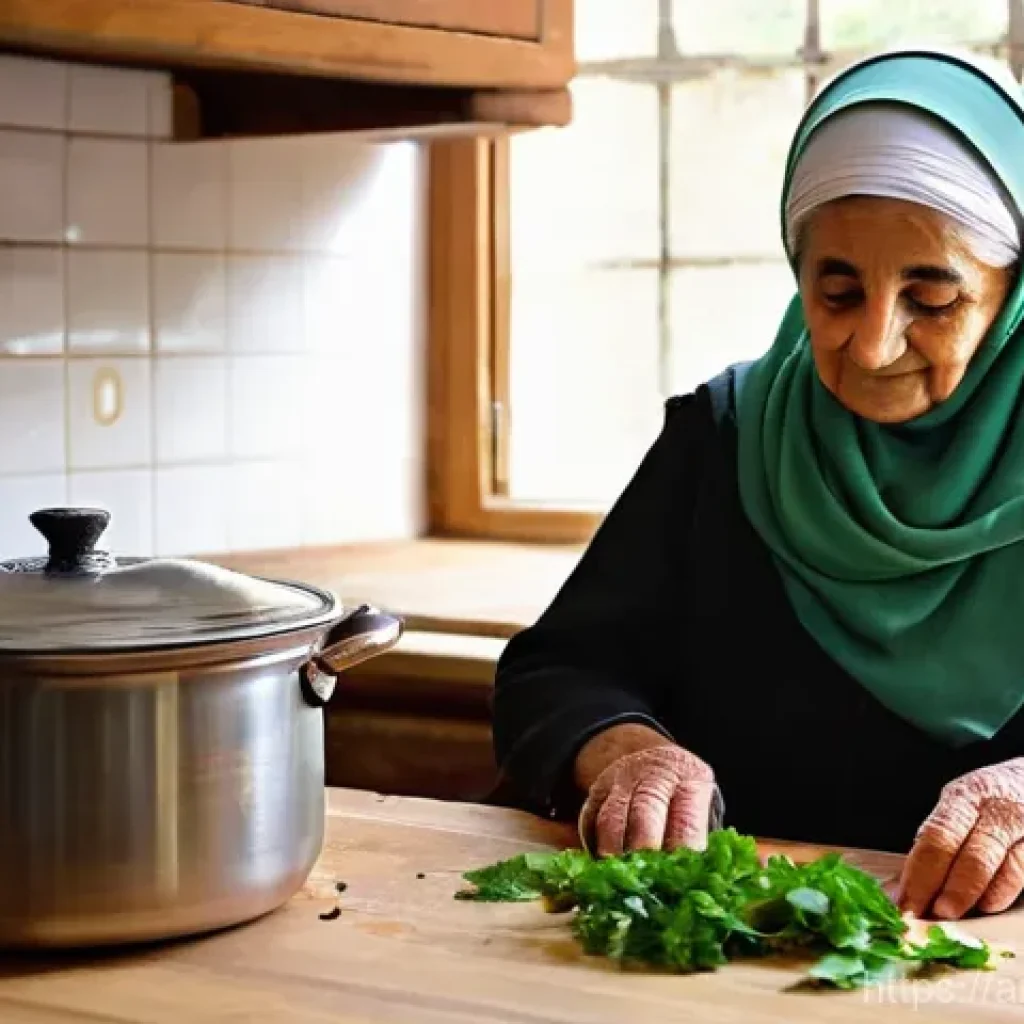 시리아 가정요리의 특징 - **Prompt for Syrian Grandmother Cooking:**
"A heartwarming, highly detailed realistic portrait o...