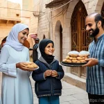 시리아 주요 종교와 영향 - **"A vibrant and warm street scene in a historic Syrian city, reminiscent of Old Damascus. A Syrian ...